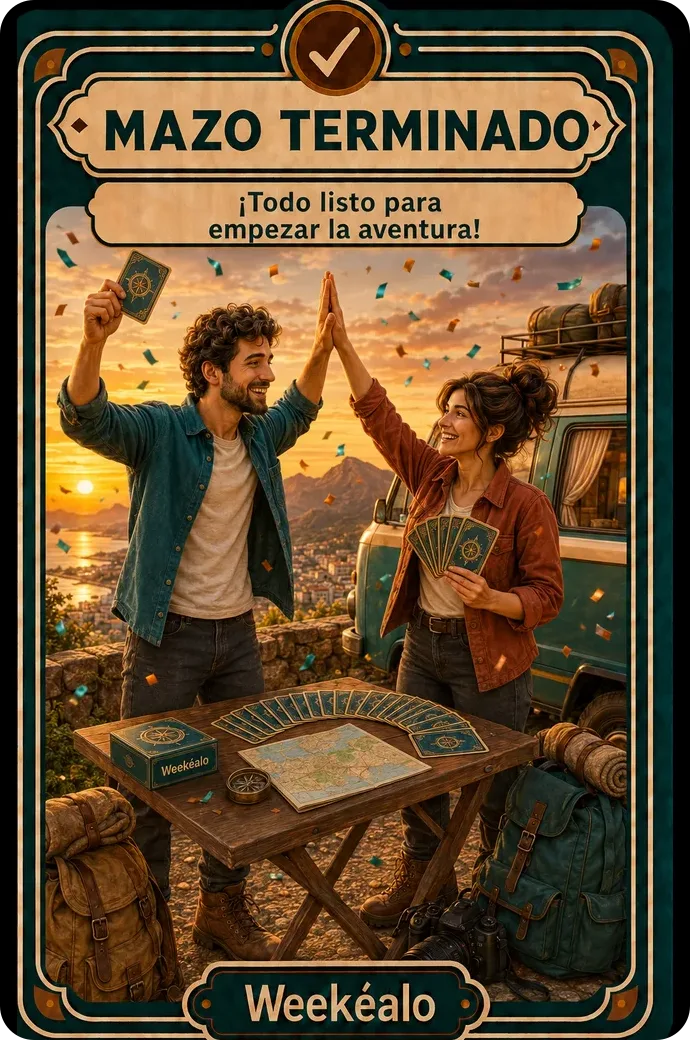 Carta del mazo de Weekéalo: mazo terminado, todo listo para empezar la aventura